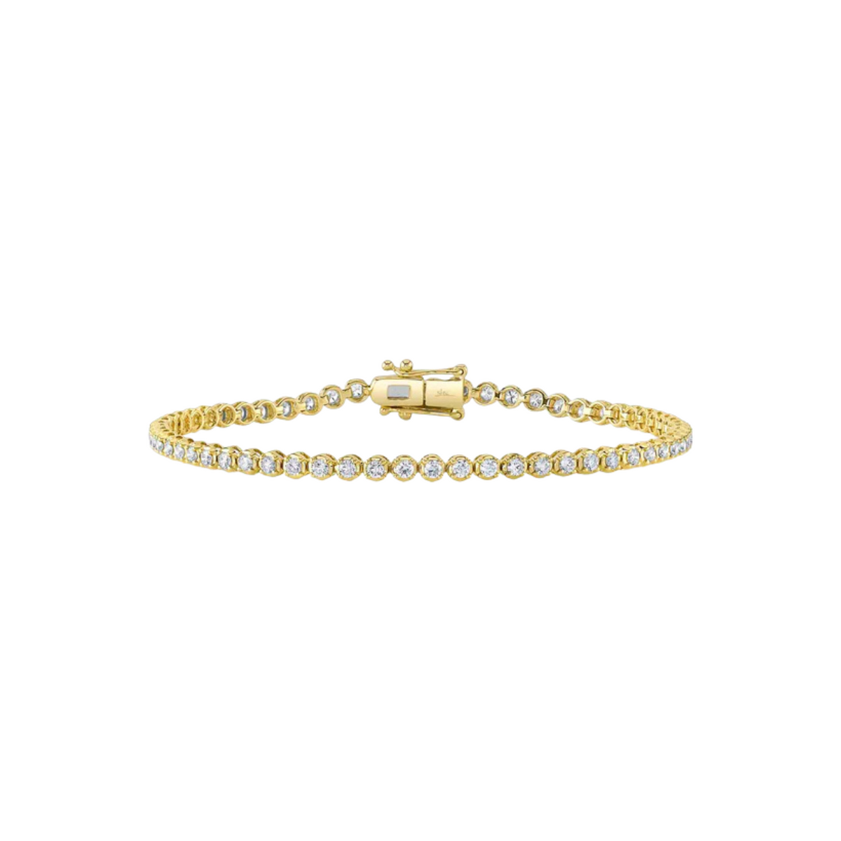 Shy Creation Jewelry - 14K Yellow Gold Crown Setting Tennis Bracelet | Manfredi Jewels