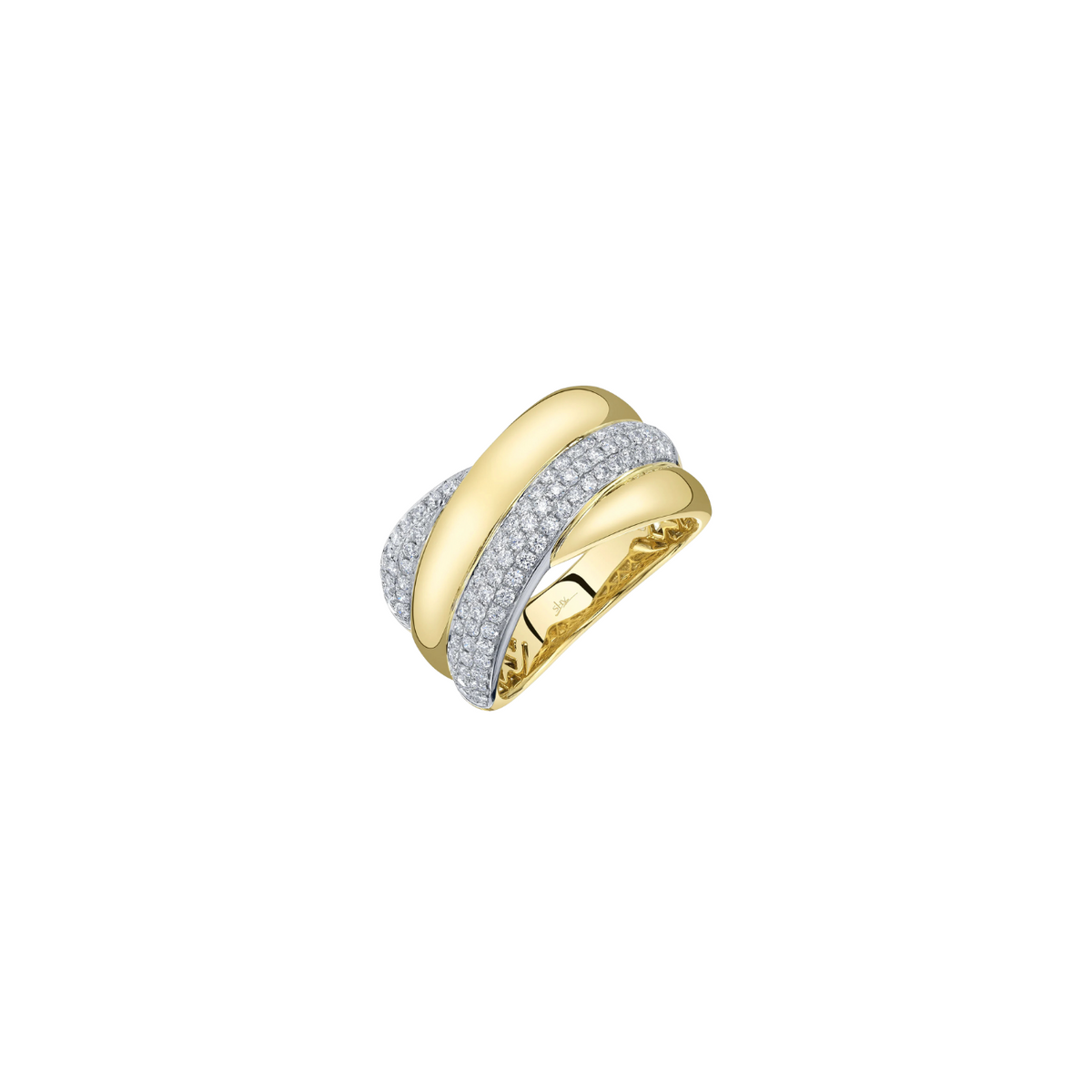 Shy Creation Bracelet - 14K Yellow Gold & Diamond Pave Ring | Manfredi Jewels