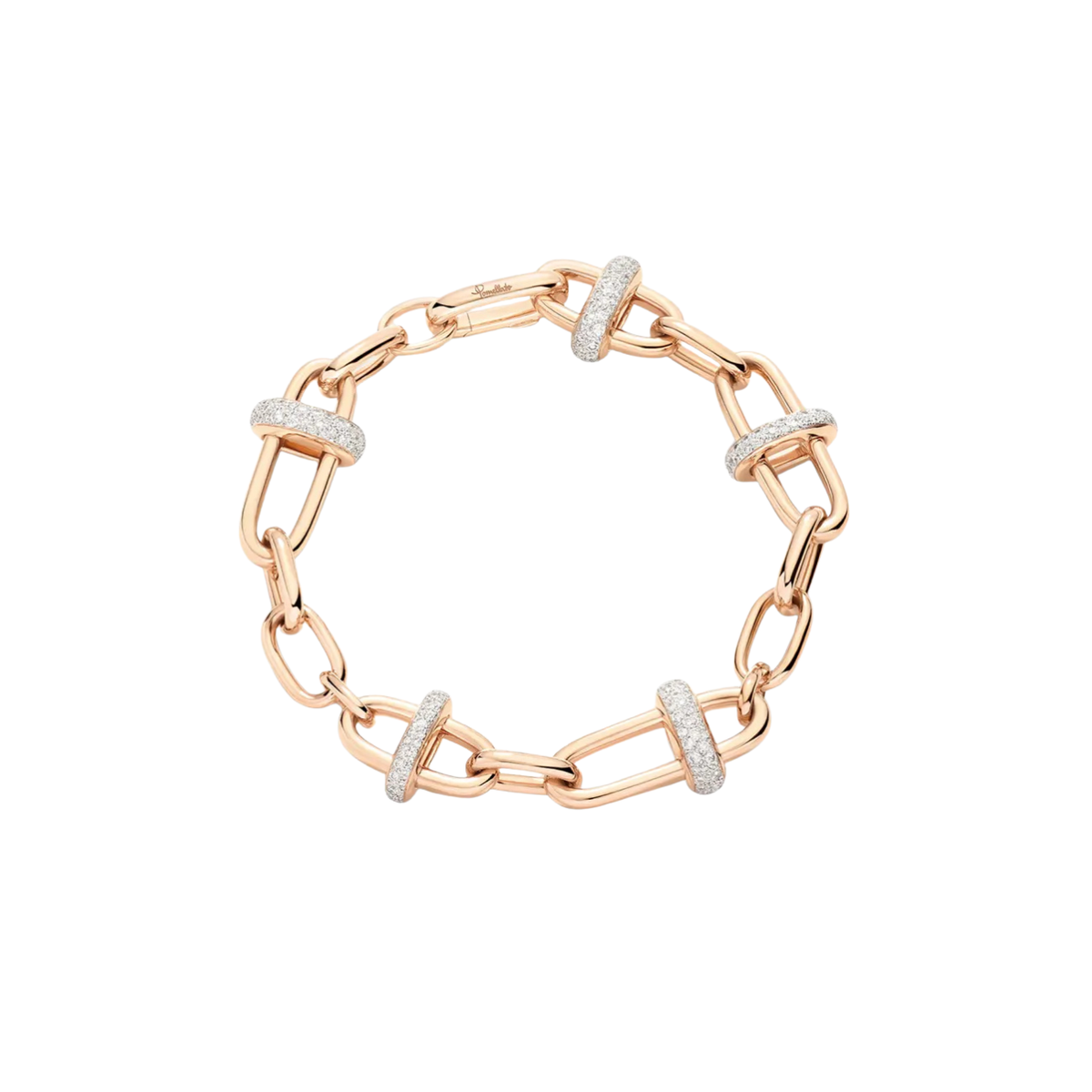 Pomellato Jewelry - Iconica 18K Rose Gold Diamond Banded Chain Bracelet | Manfredi Jewels