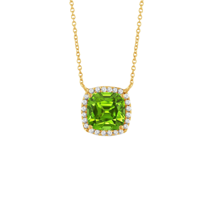 Doves Jewelry - 18K Yellow Gold Diamond Necklace With Peridot Center Stone | Manfredi Jewels