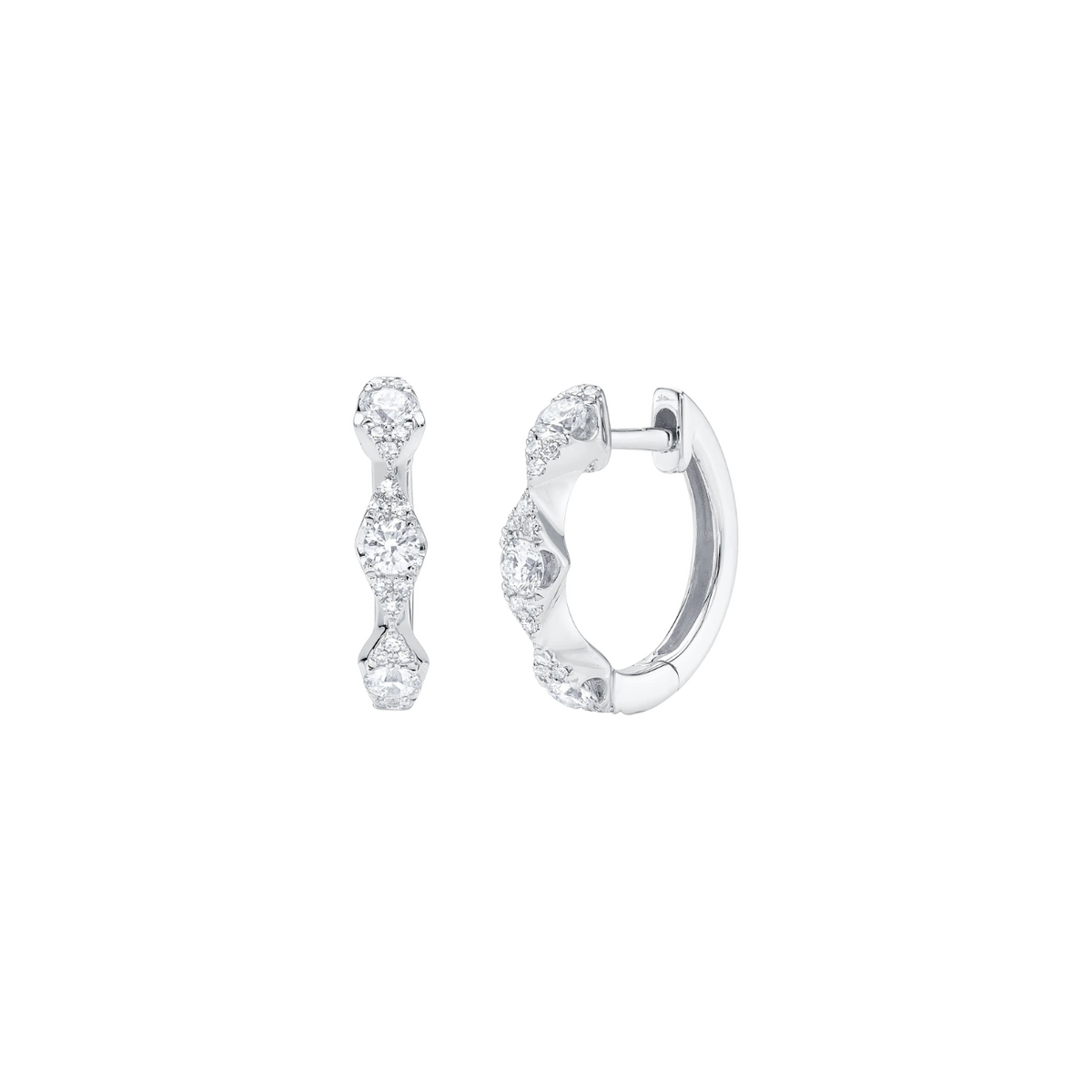 Shy Creation Jewelry - 14K Yellow Gold & Diamond Huggie Hoops | Manfredi Jewels