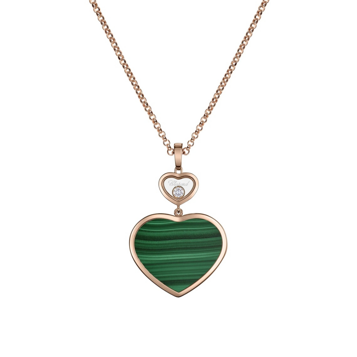 Chopard Jewelry - Happy Hearts Ethical Rose Gold Diamond Malachite Large Pendant Necklace | Manfredi Jewels