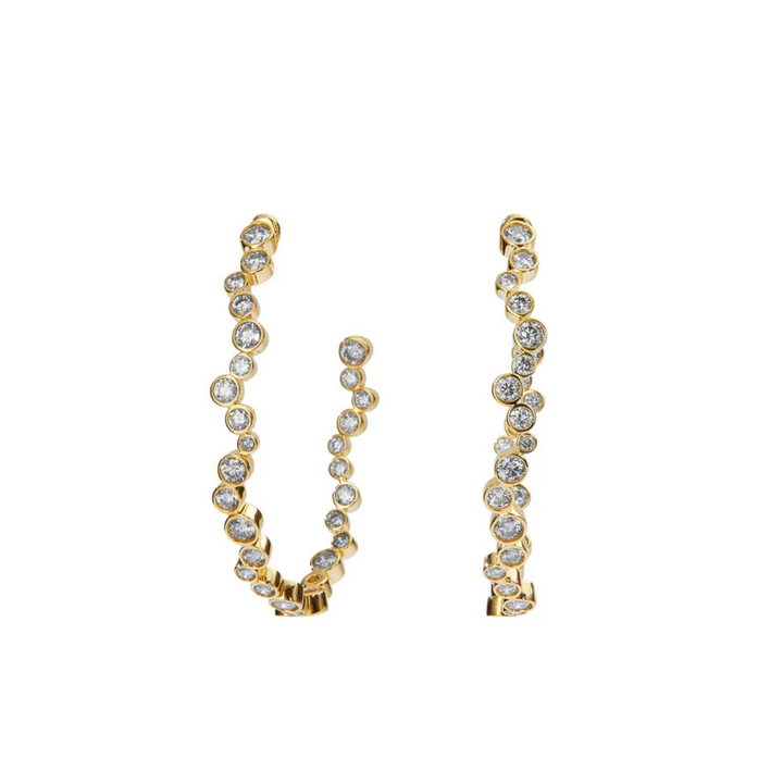 Syna Jewelry - Cosmic 18K Yellow Gold Large Diamond Hoops | Manfredi Jewels