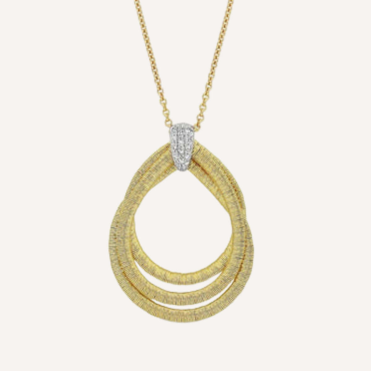 Marco Bicego Jewelry - Cairo 18K Yellow Gold Medium Woven Diamond Pendant | Manfredi Jewels