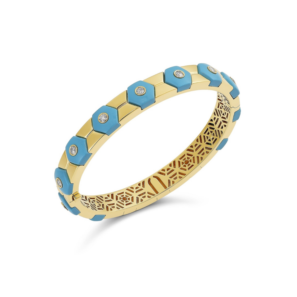 Miseno Jewelry - Baia Sommersa 18K Yellow Gold Turquoise & Diamond Bangle Bracelet | Manfredi Jewels