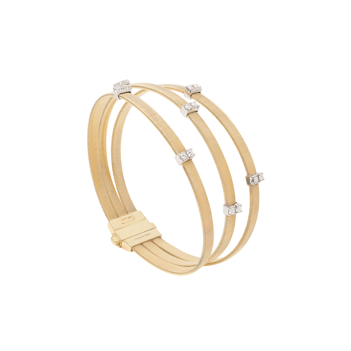 Marco Bicego Jewelry - Masai 18K Yellow Gold Triple Strand Diamond Station Bracelet | Manfredi Jewels
