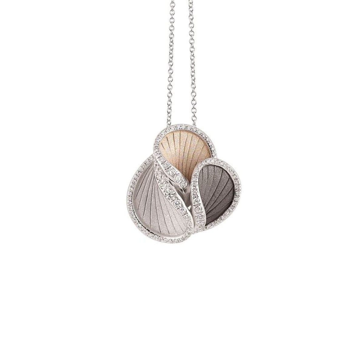 Cammilli Firenze Jewelry - Musa 18K White Ice Natural Beige and Black Lava Gold Diamond Pendant Necklace | Manfredi Jewels