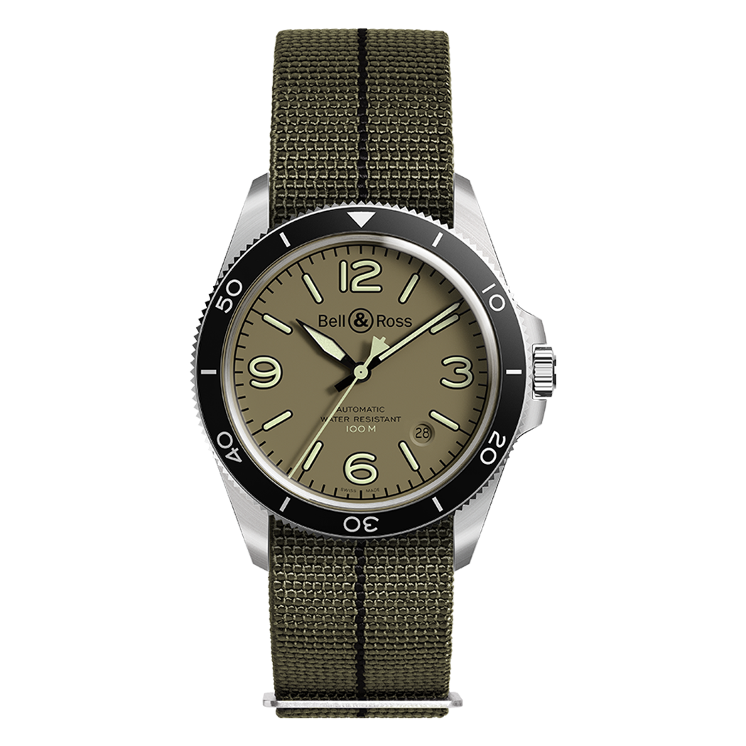 Bell & Ross New Watches - VINTAGE - BR V2 MILITARY GREEN | Manfredi Jewels