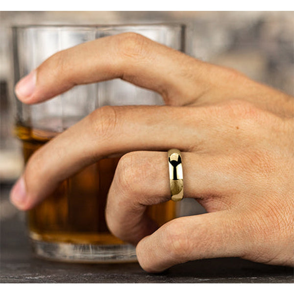 18K Yellow Gold 6mm Regular Dome Comfort Fit Wedding Band 10