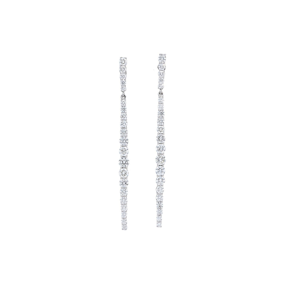 Beny Sofer Jewelry - Graduated 14K White Gold Line Drop Diamond Earrings | Manfredi Jewels