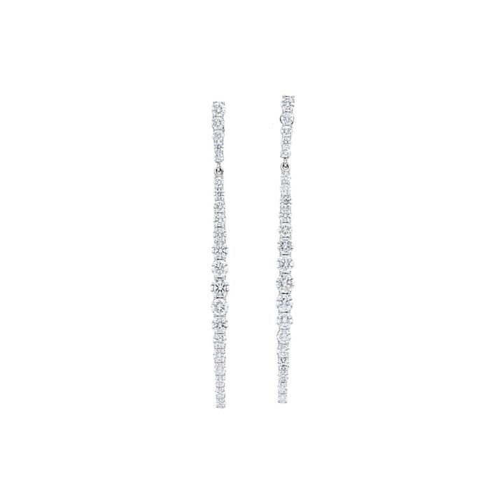 Beny Sofer Jewelry - Graduated 14K White Gold Line Drop Diamond Earrings | Manfredi Jewels