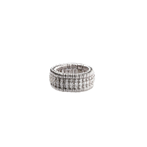 Beny Sofer Jewelry - Stretch 18K White Gold Diamonds and Rondells Ring | Manfredi Jewels