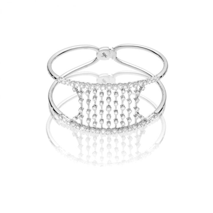 Casato Jewelry - Maureen 18K White Gold Petite Sahara Cascading Diamonds Bangle Bracelet | Manfredi Jewels