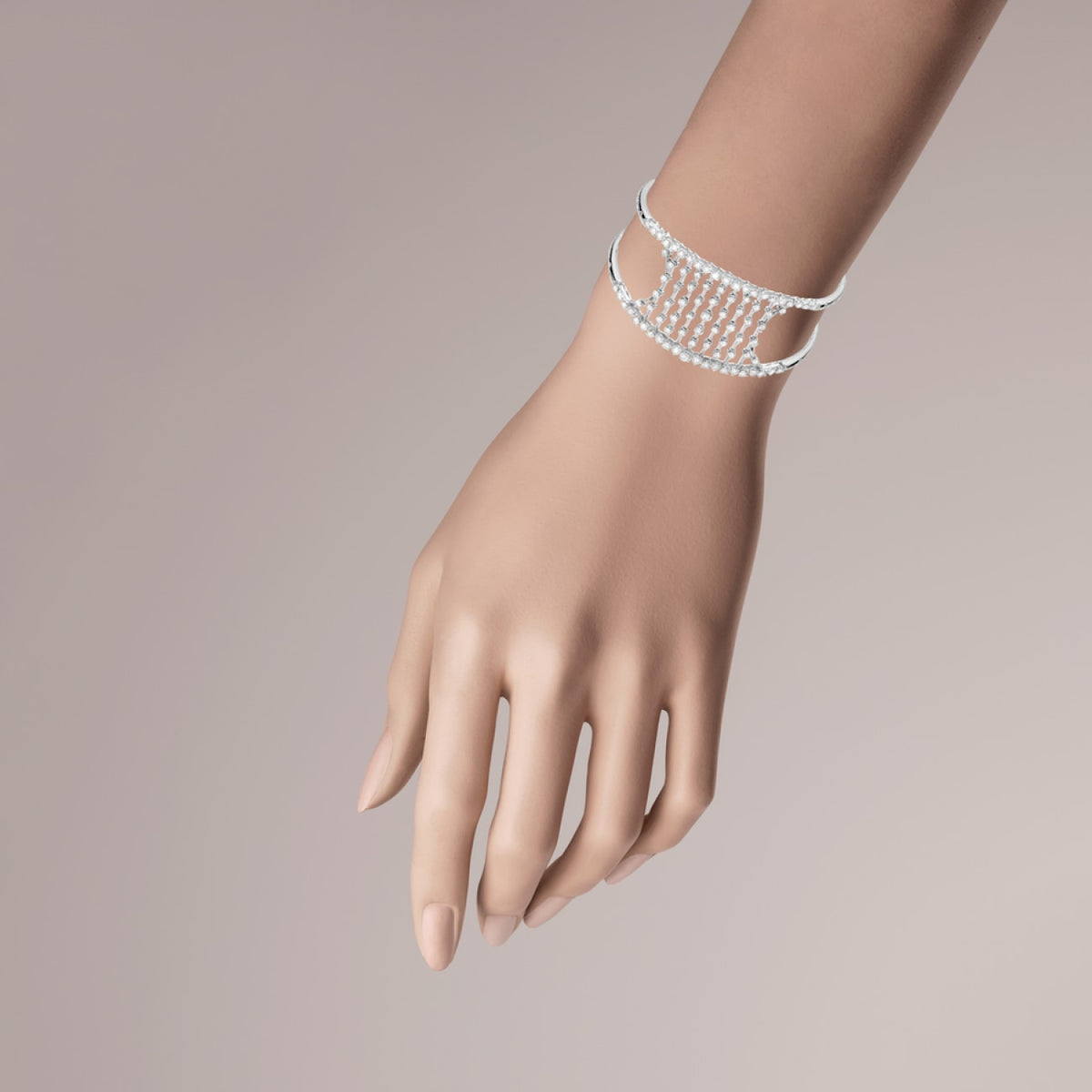 Casato Jewelry - Maureen 18K White Gold Petite Sahara Cascading Diamonds Bangle Bracelet | Manfredi Jewels