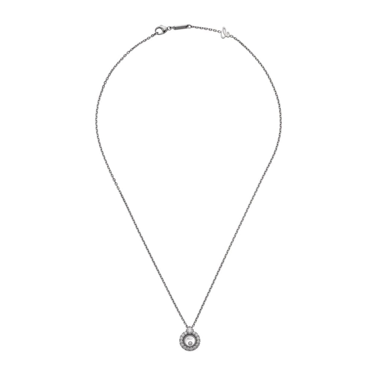Chopard Jewelry - Happy Diamond Ethical White Gold Diamond Pavé Pendant Necklace | Manfredi Jewels
