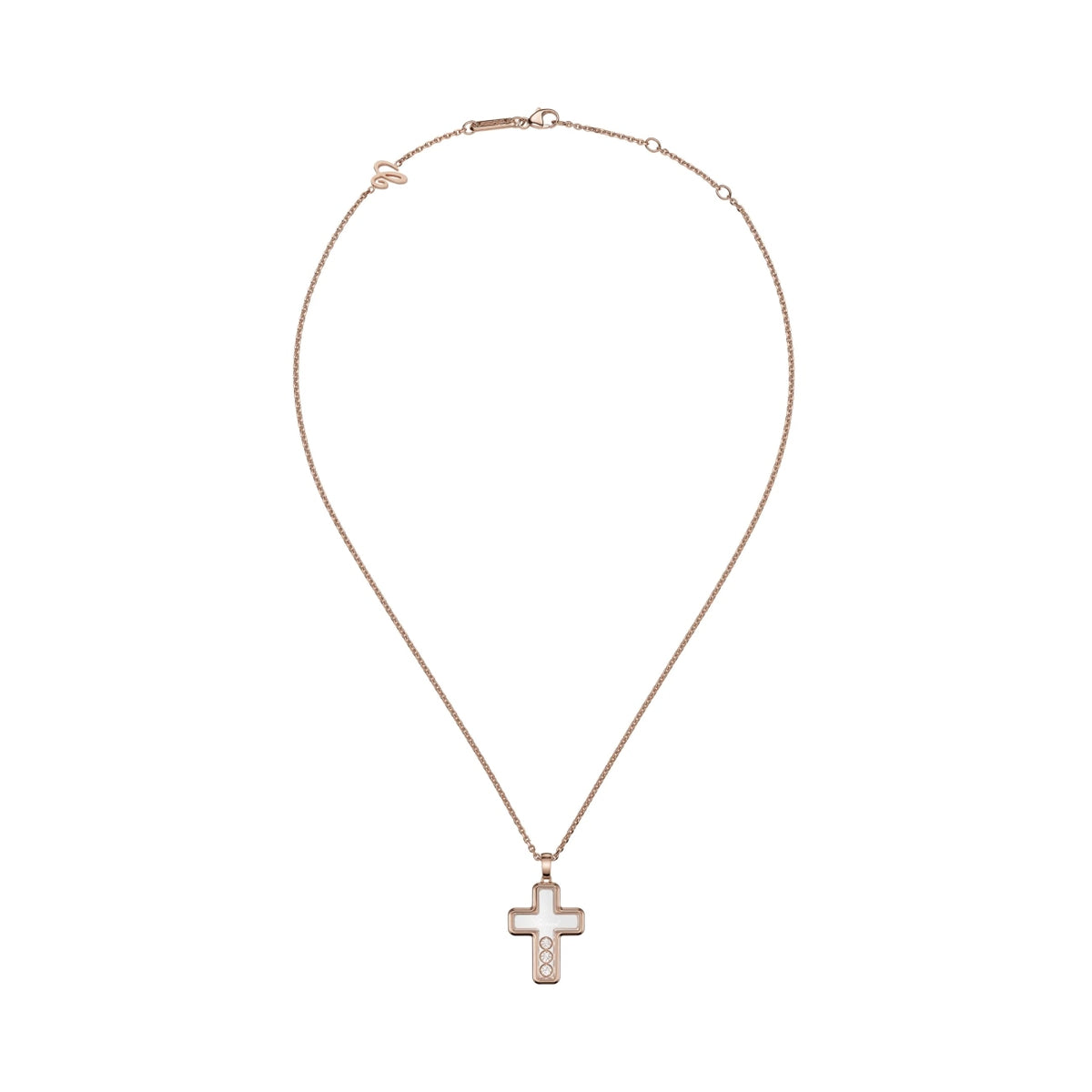 Chopard Jewelry - Happy Diamonds Ethical Rose Gold Diamonds Cross Pendant Necklace | Manfredi Jewels