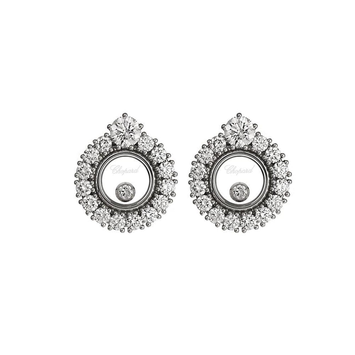 Chopard Jewelry - Happy Diamonds Ethical White Gold Diamond Pavé Earrings | Manfredi Jewels
