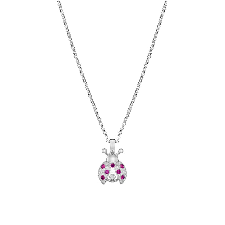 Chopard Jewelry - Happy Diamonds Ladybird Ethical White Gold Diamond and Ruby Pendant Necklace | Manfredi Jewels