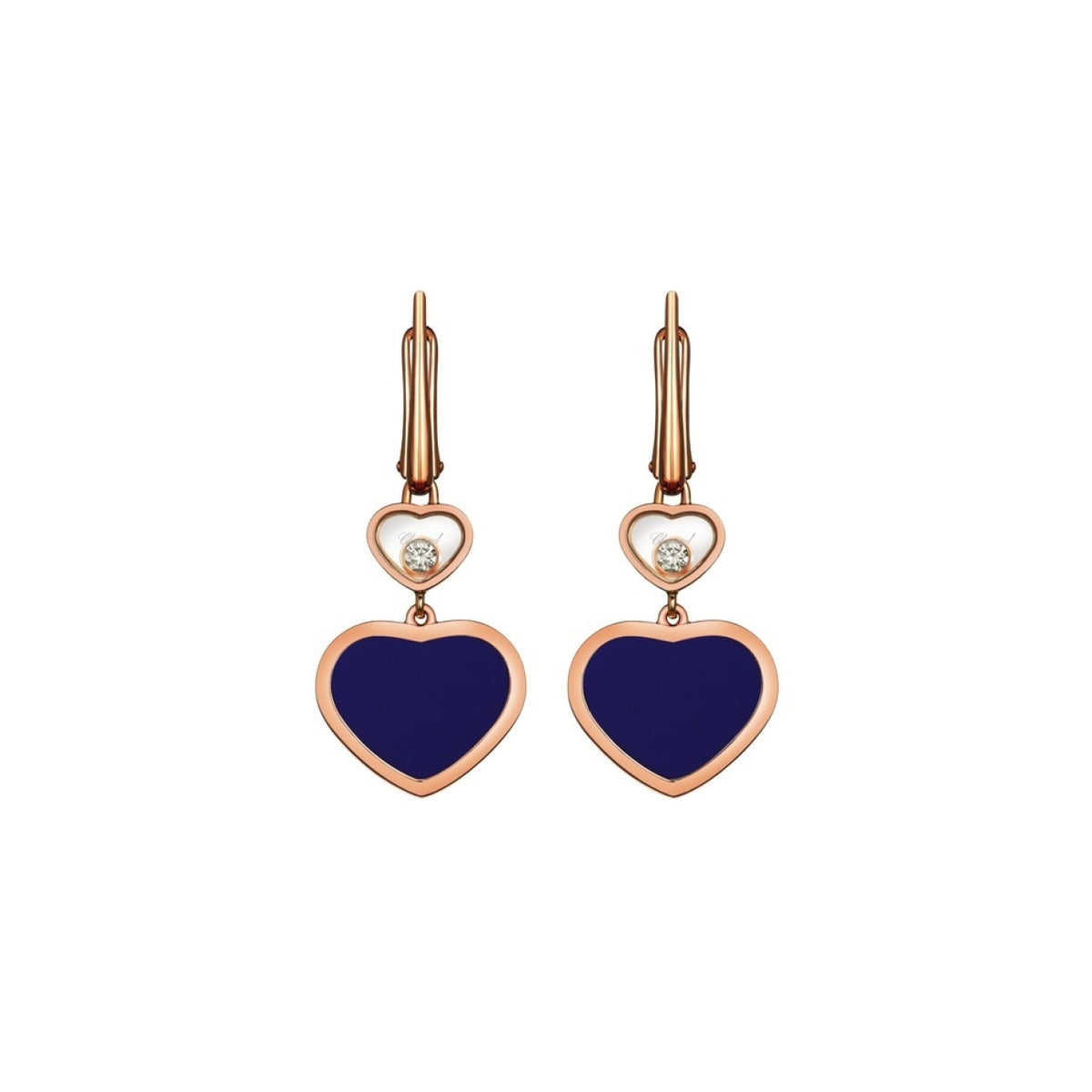 Chopard Jewelry - Happy Hearts Ethical Rose Gold Diamond Blue Earrings | Manfredi Jewels