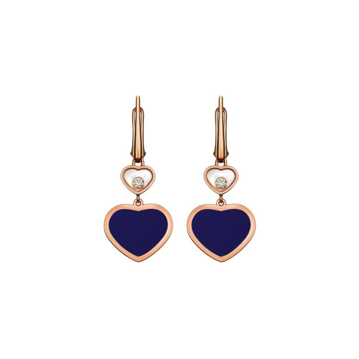 Chopard Jewelry - Happy Hearts Ethical Rose Gold Diamond Blue Earrings | Manfredi Jewels