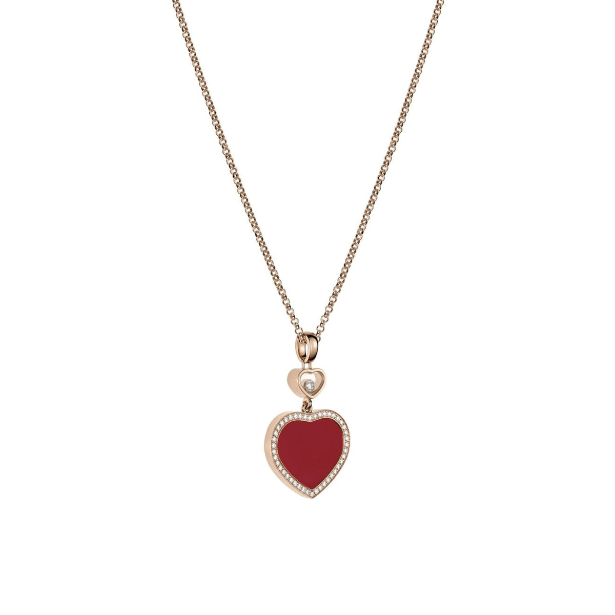 Chopard Jewelry - Happy Hearts Ethical Rose Gold Carnelian & Diamond Pendant Necklace | Manfredi Jewels