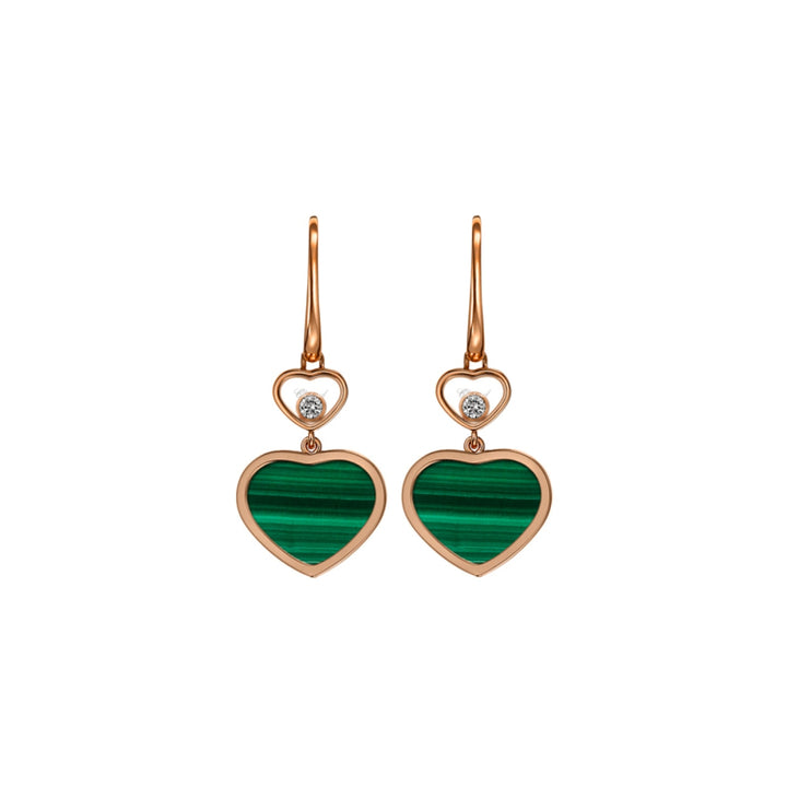 Chopard Jewelry - Happy Hearts Ethical Rose Gold Malachite & Diamond Earrings | Manfredi Jewels