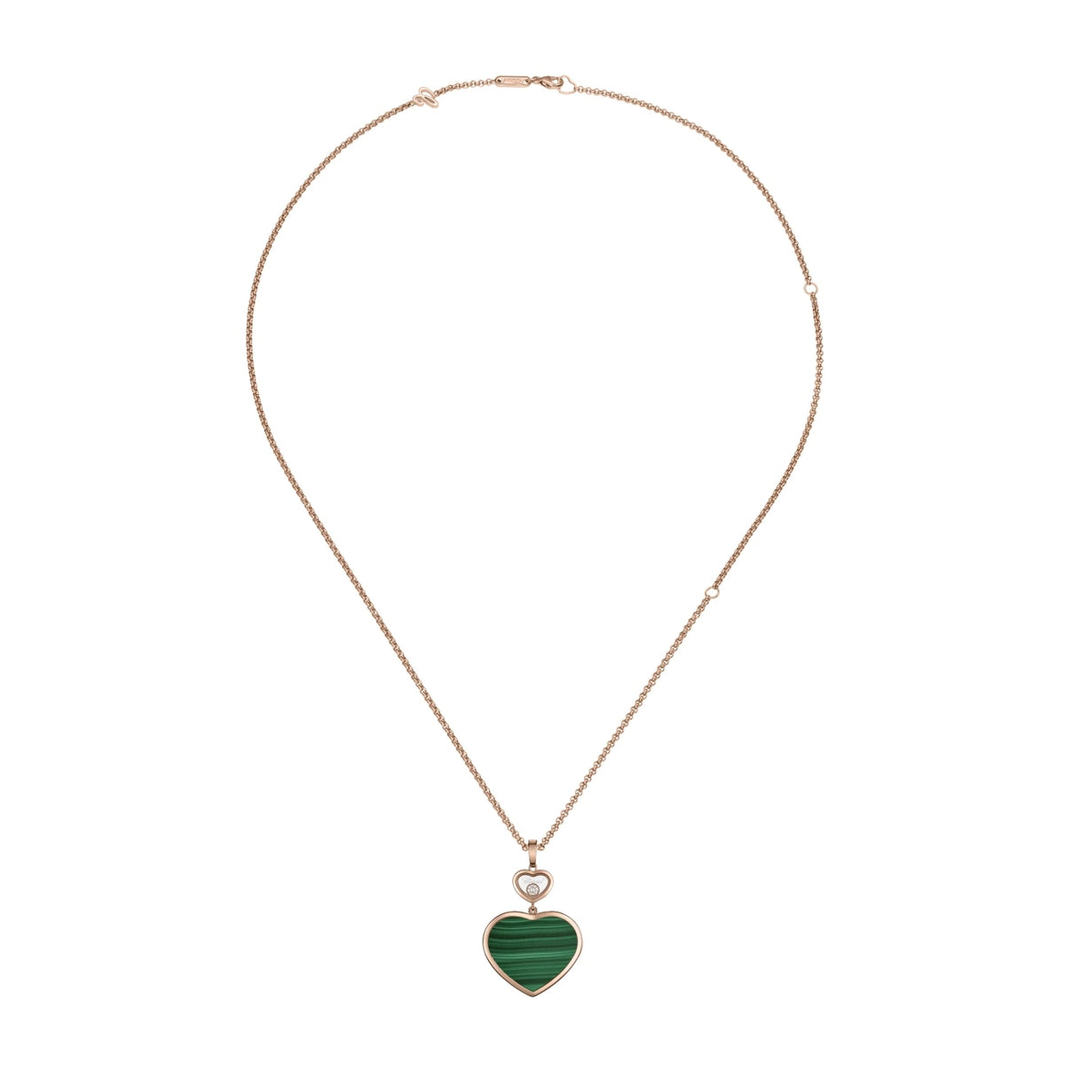 Chopard Jewelry - Happy Hearts Ethical Rose Gold Diamond Malachite Large Pendant Necklace | Manfredi Jewels