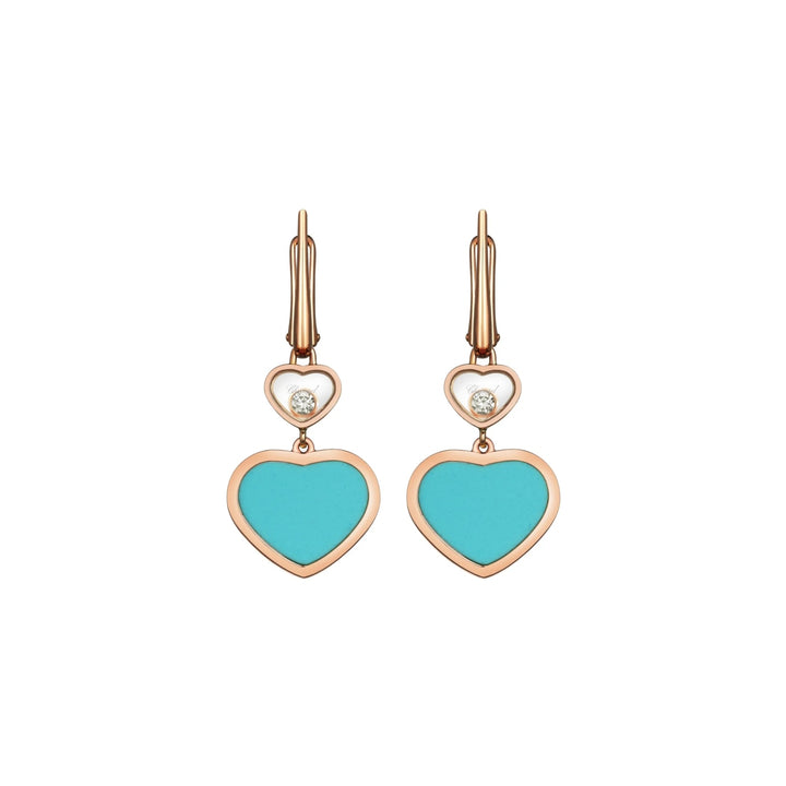 Chopard Jewelry - Happy Hearts Ethical Rose Gold Turquoise & Diamond Earrings | Manfredi Jewels