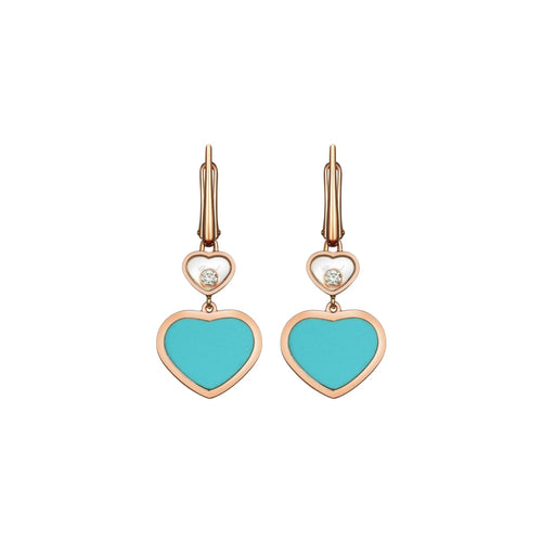 Chopard Jewelry - Happy Hearts Ethical Rose Gold Diamond Turquoise Earrings | Manfredi Jewels