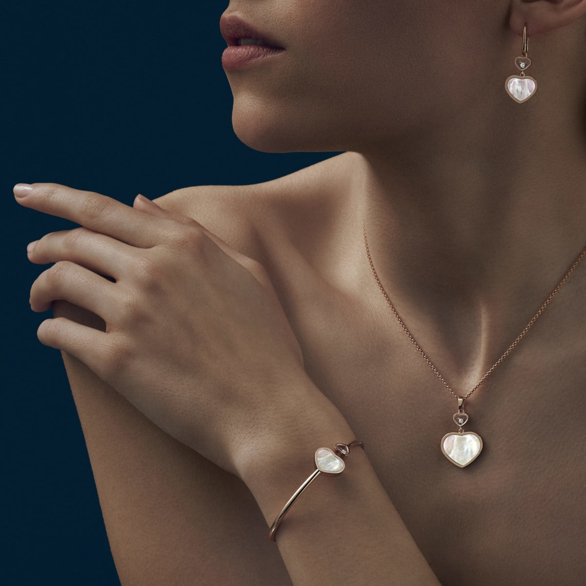 Chopard Jewelry - Happy Hearts Ethical Yellow Gold Mother of Pearl & Diamond Earrings | Manfredi Jewels