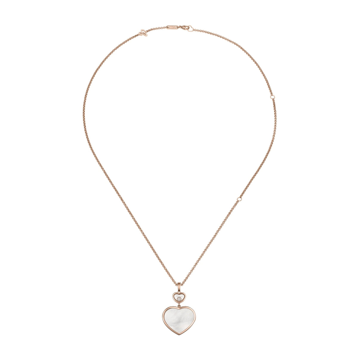 Chopard Jewelry - Happy Hearts Ethical Rose Gold Diamonds Mother-Of-Pearl Large Pendant Necklace | Manfredi Jewels