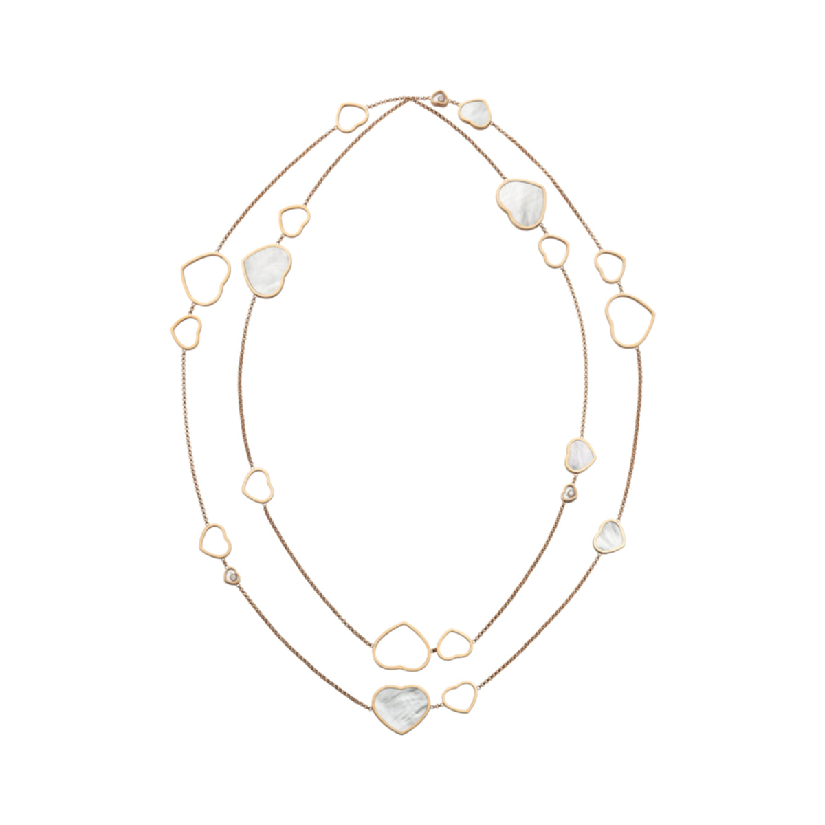 Chopard Jewelry - Happy Hearts Ethical Rose Gold Mother of Pearl & Diamond Layered Hearts Necklace | Manfredi Jewels