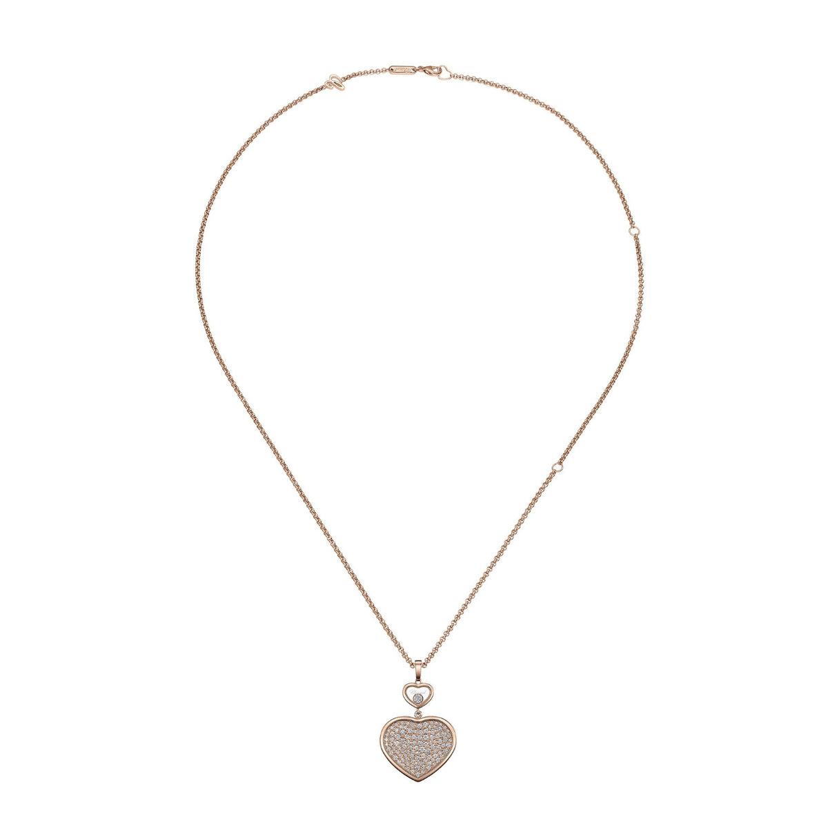 Chopard Jewelry - Happy Hearts Ethical Rose Gold Pavé Diamonds Pendant Necklace | Manfredi Jewels
