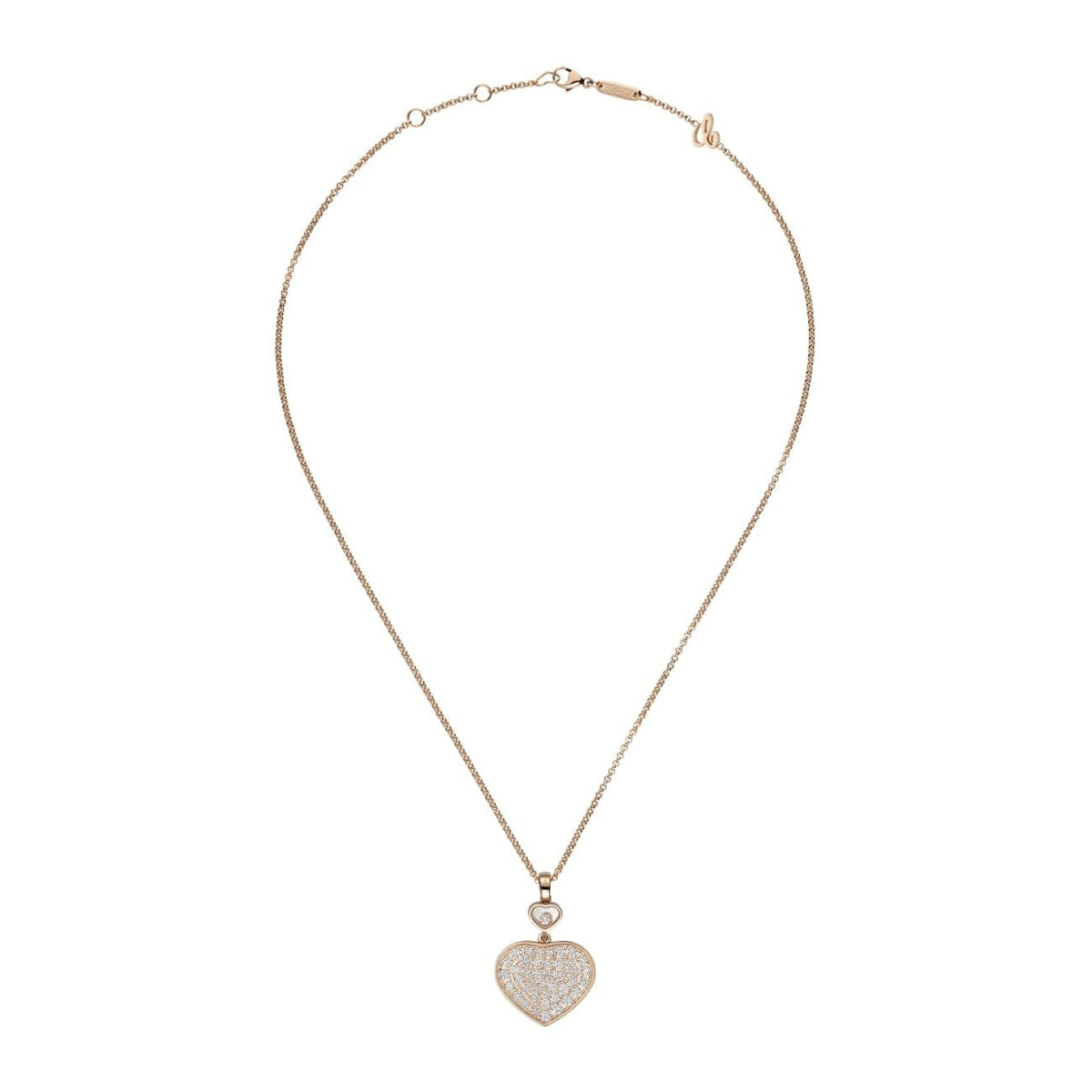 Chopard Jewelry - Happy Hearts Ethical Rose Gold Pavé Diamonds Pendant Necklace | Manfredi Jewels