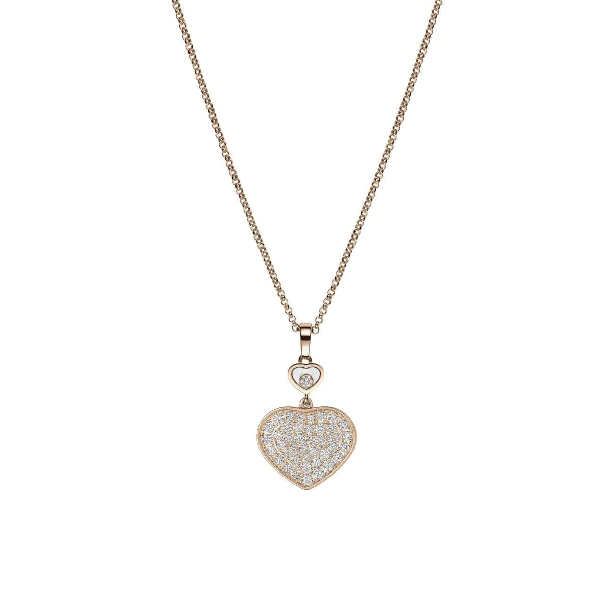 Chopard Jewelry - Happy Hearts Ethical Rose Gold Pavé Diamonds Pendant Necklace | Manfredi Jewels
