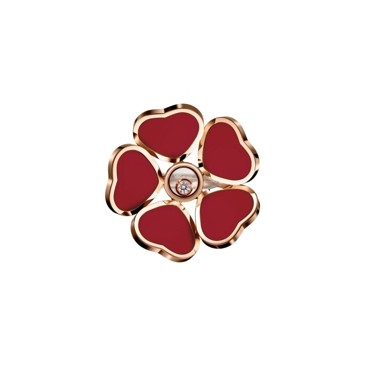 Chopard Jewelry - Happy Hearts Flowers Ethical Rose Gold Cornelian Diamond Ring | Manfredi Jewels