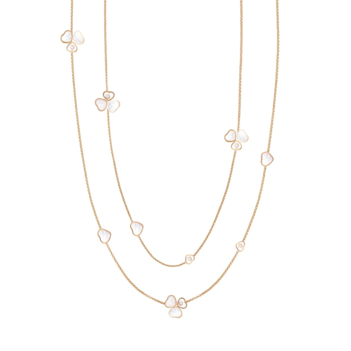 Chopard Jewelry - Happy Hearts Wings Ethical Rose Gold Mother of Pearl & Diamond Layered Necklace | Manfredi Jewels