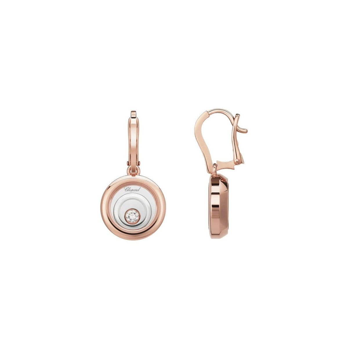 Chopard Jewelry - Happy Spirit Ethical Rose & White Gold Diamonds Earrings | Manfredi Jewels