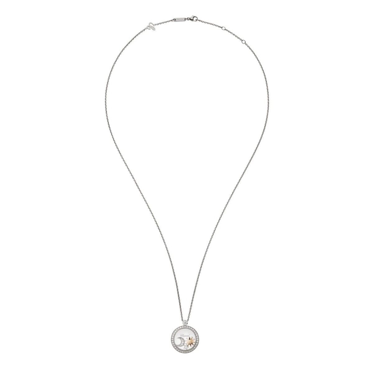 Chopard Jewelry - Happy Sun Moon And Stars Ethical White Gold Diamonds Pendant Necklace | Manfredi Jewels