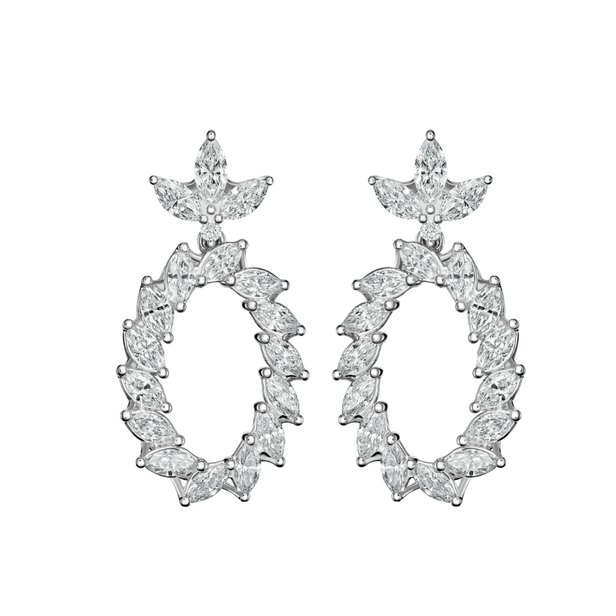 Chopard Jewelry - L’Heure Du Diamant Marquise Ethical White Gold Dangling Diamond Pavé Earrings | Manfredi Jewels