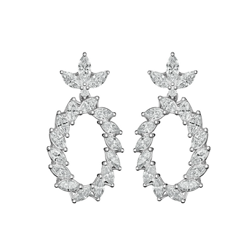 Chopard Jewelry - L’Heure Du Diamant Marquise Ethical White Gold Dangling Diamonds Earrings | Manfredi Jewels