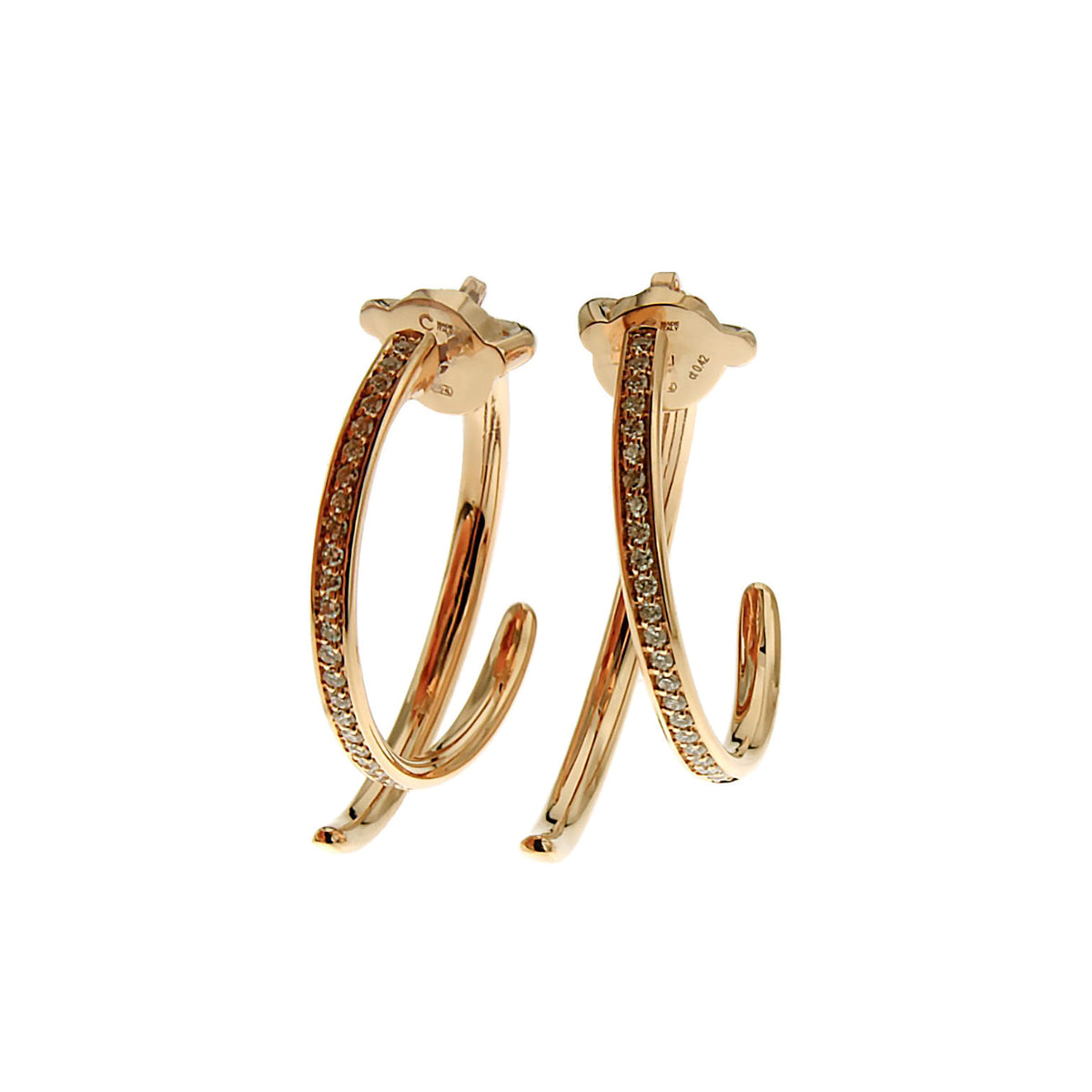 Crivelli Jewelry - 18kt Rose Gold Diamond Pave Hoop Earrings | Manfredi Jewels