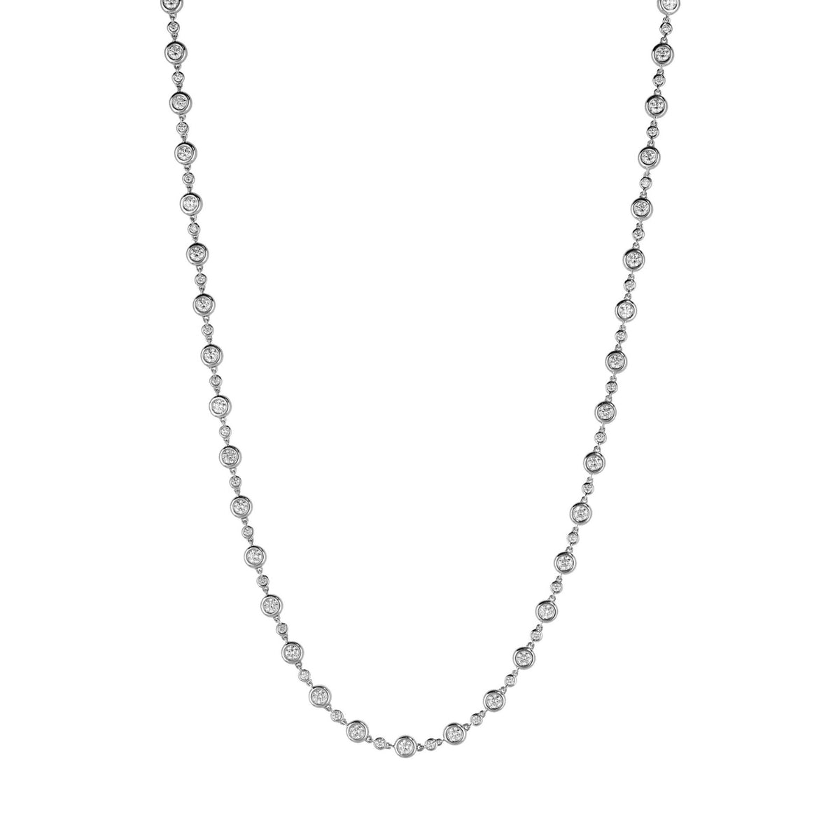 Crivelli Jewelry - 18kt White Gold Bezel Set Diamond Necklace | Manfredi Jewels
