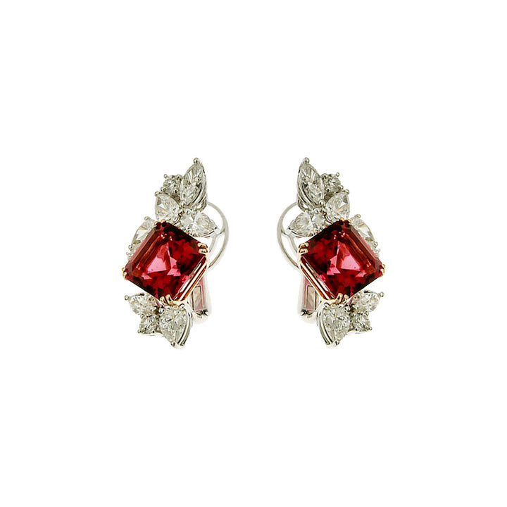 Crivelli Jewelry - 18kt White Gold Diamond and Rubellite Earrings | Manfredi Jewels