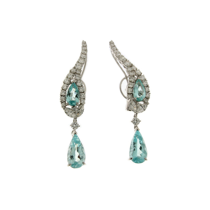 Crivelli Jewelry - 18kt White Gold Diamond Sapphire and Paraiba Earrings | Manfredi Jewels