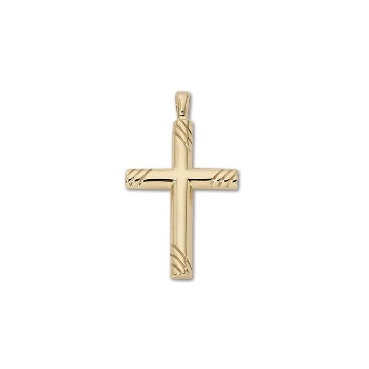 D’Amico manufacturing co,inc. Jewelry - SOLID 14K-Y LARGE HALF ROUND GROOVE CROSS | Manfredi Jewels