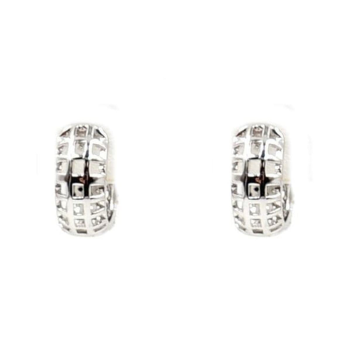 Estate Jewelry Estate Jewelry - 14K White Gold Black White & Brown Diamond Huggies Earrings | Manfredi Jewels