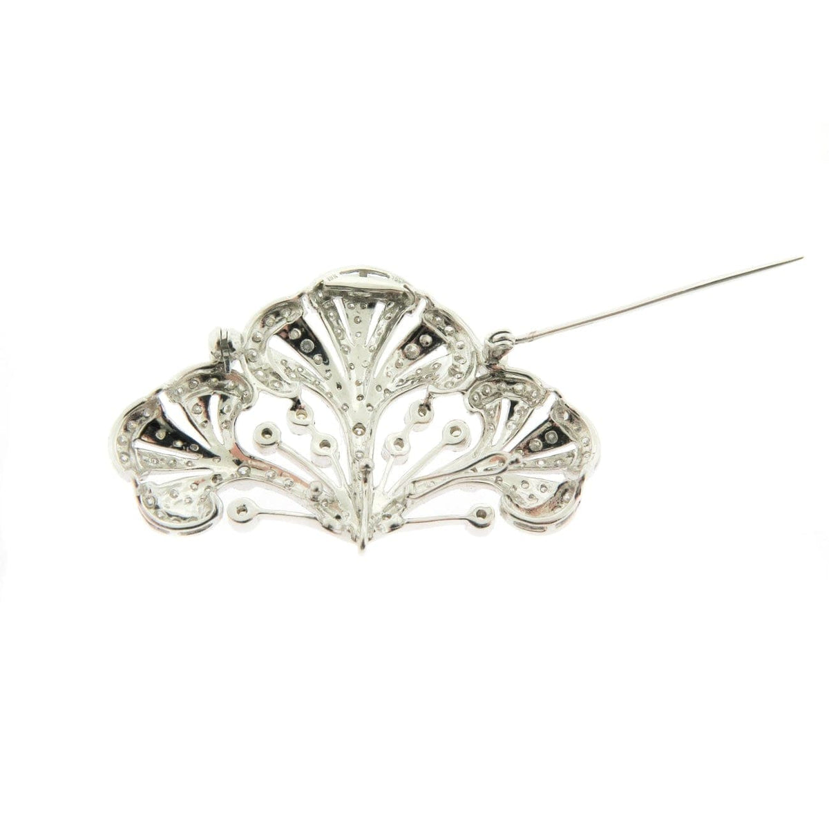 Estate Jewelry Estate Jewelry - 18K White Gold Open Filigree Diamond Brooch | Manfredi Jewels