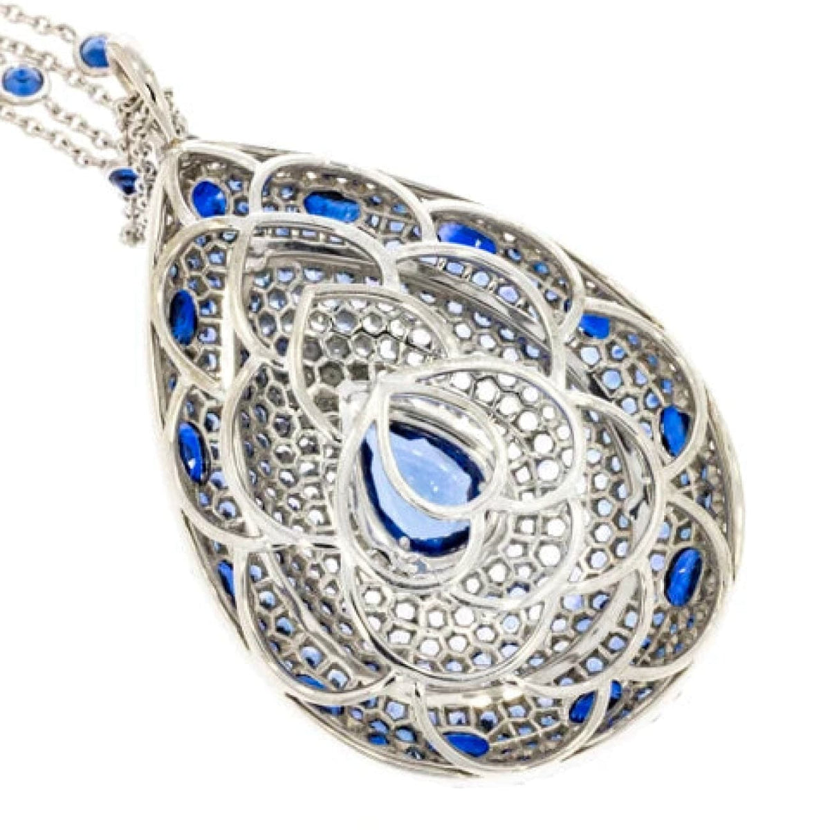 Estate Jewelry Estate Jewelry - 18K White Gold Sapphire & Diamond Leviev Pendant Necklace | Manfredi Jewels