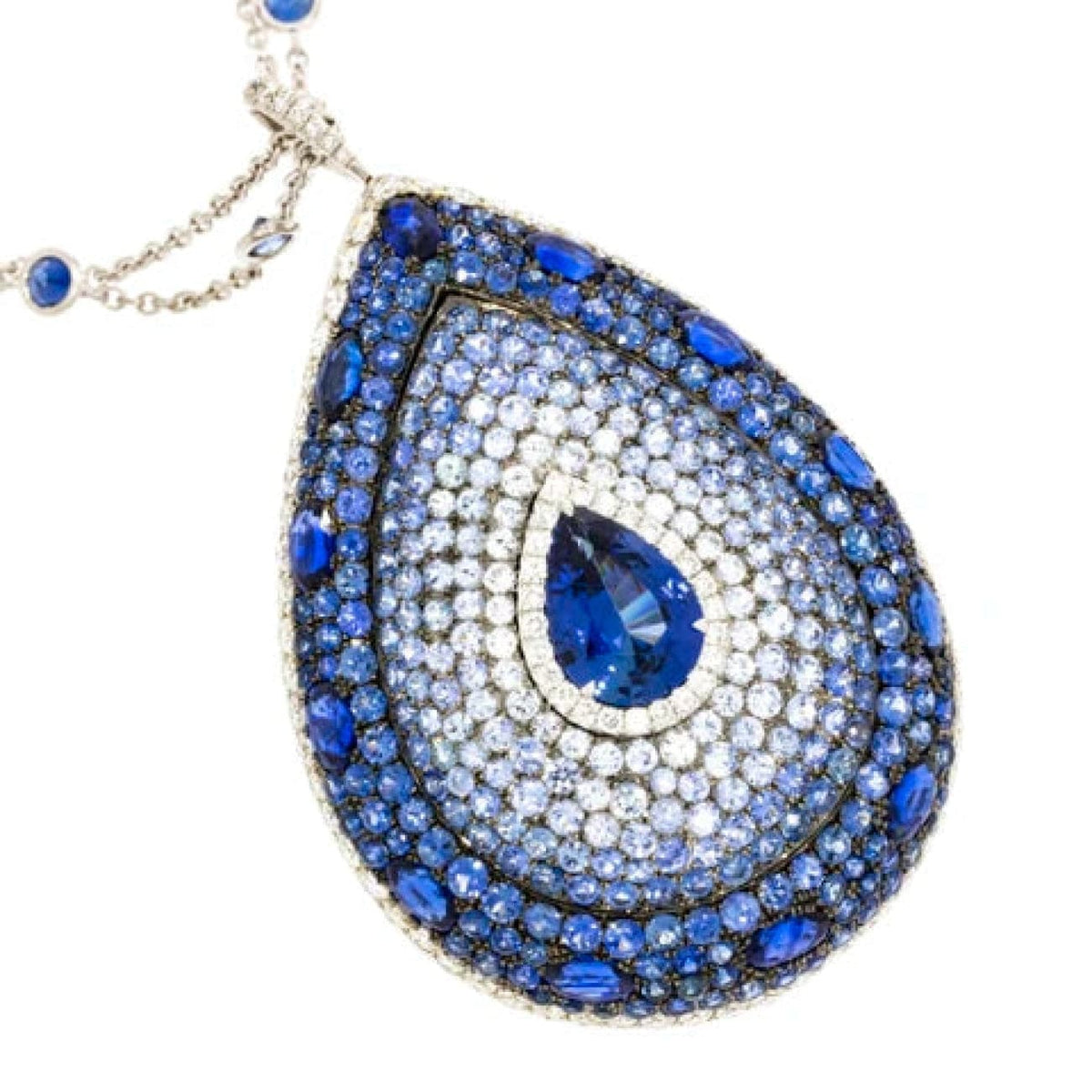 Estate Jewelry Estate Jewelry - 18K White Gold Sapphire & Diamond Leviev Pendant Necklace | Manfredi Jewels